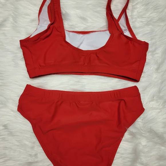 Woman's 2 piece swimsuit, Red, Size Small - Picture 2 of 4